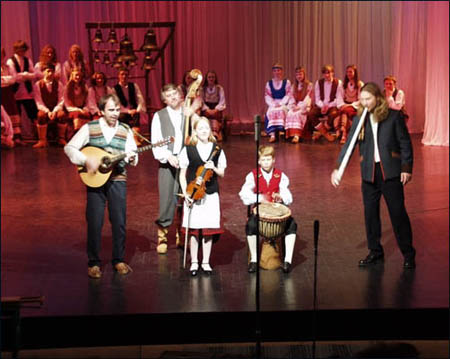 November 15, 2003. Congratulating university's folk music and dance group. "Toive"-ensemble's anniversary concert